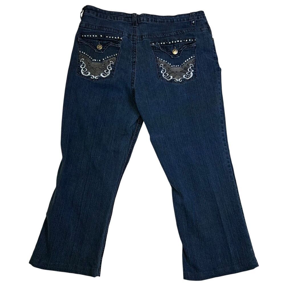y2k Crest Jeans Size 23/24 Black Retro Grunge Cotton Denim Pants - Picture 3 of 12